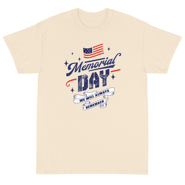 Memorial Day t-shirt in Natural, product mockup