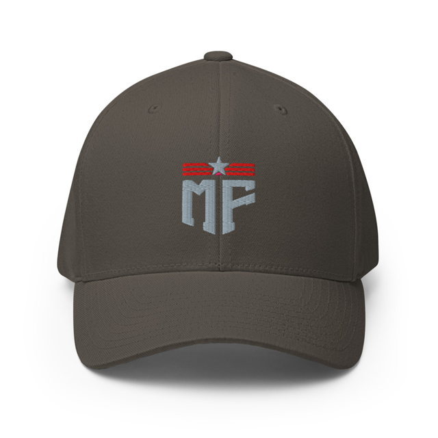 Mainstream Freedom MF shield structured twill cap in dark grey, front view