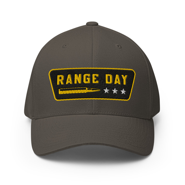 Range Day badge structured twill cap in dark grey, front view