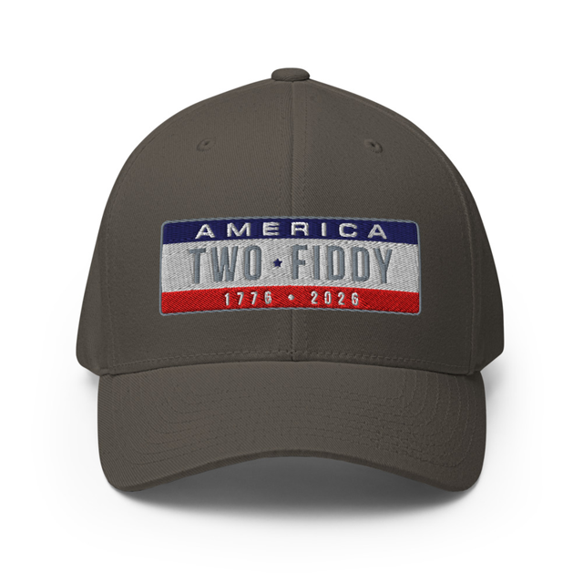 Plate America Two Fiddy structured twill cap in dark grey, front view