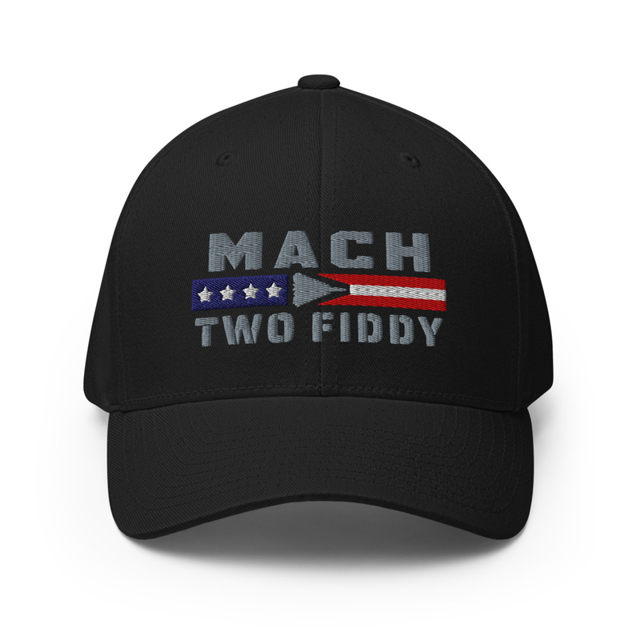 Mach Two Fiddy structured twill cap in black, front view