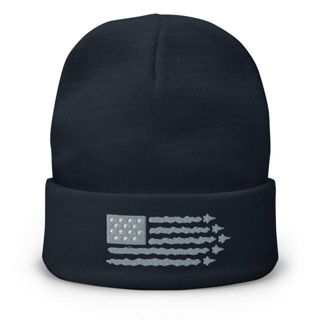 Flight Formation American Flag Embroidered Beanie, second view