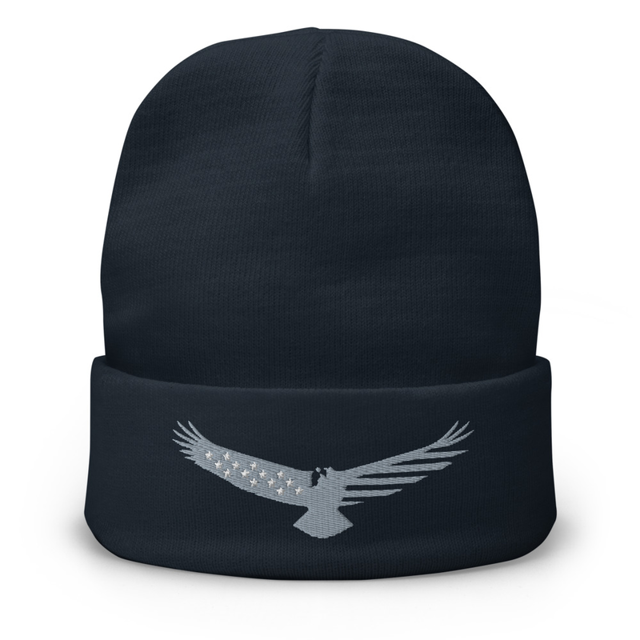Eagle Wingspan Patriotic Embroidered Beanie, second view