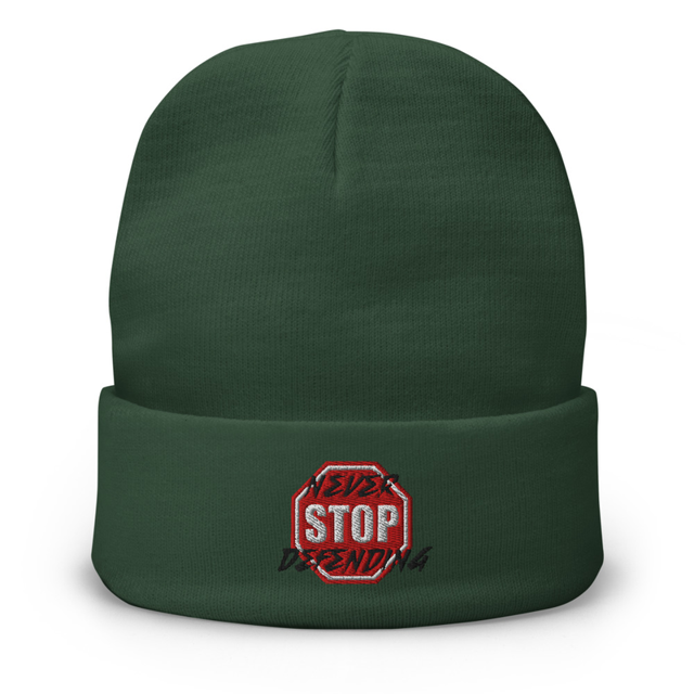 Never Stop Defending Embroidered Beanie, second view