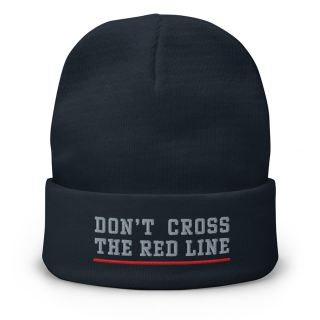 Don't Cross The Red Line Embroidered Beanie, second view