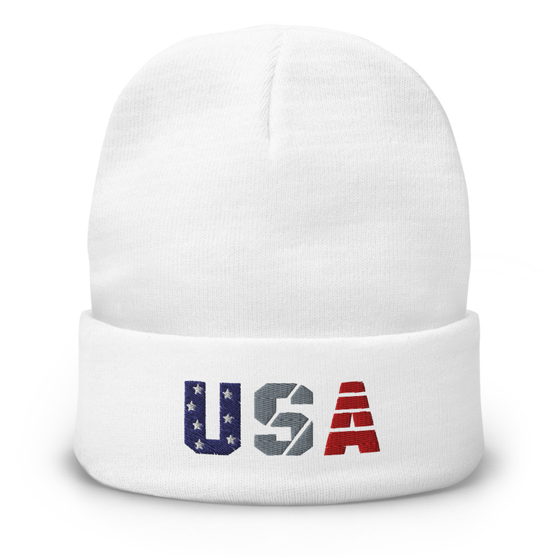 United States of America Acronym Embroidered Beanie