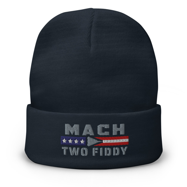 Mach Two Fiddy Embroidered Beanie, second view