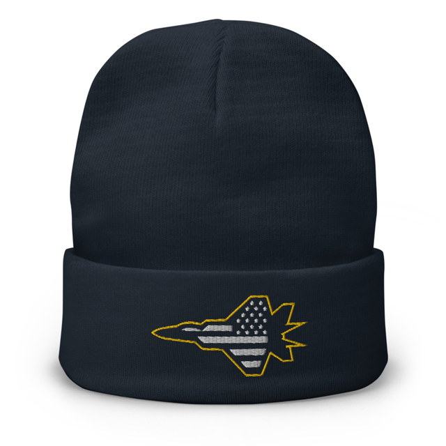F4 Phantom Fighter Plane American Flag Embroidered Beanie, second view