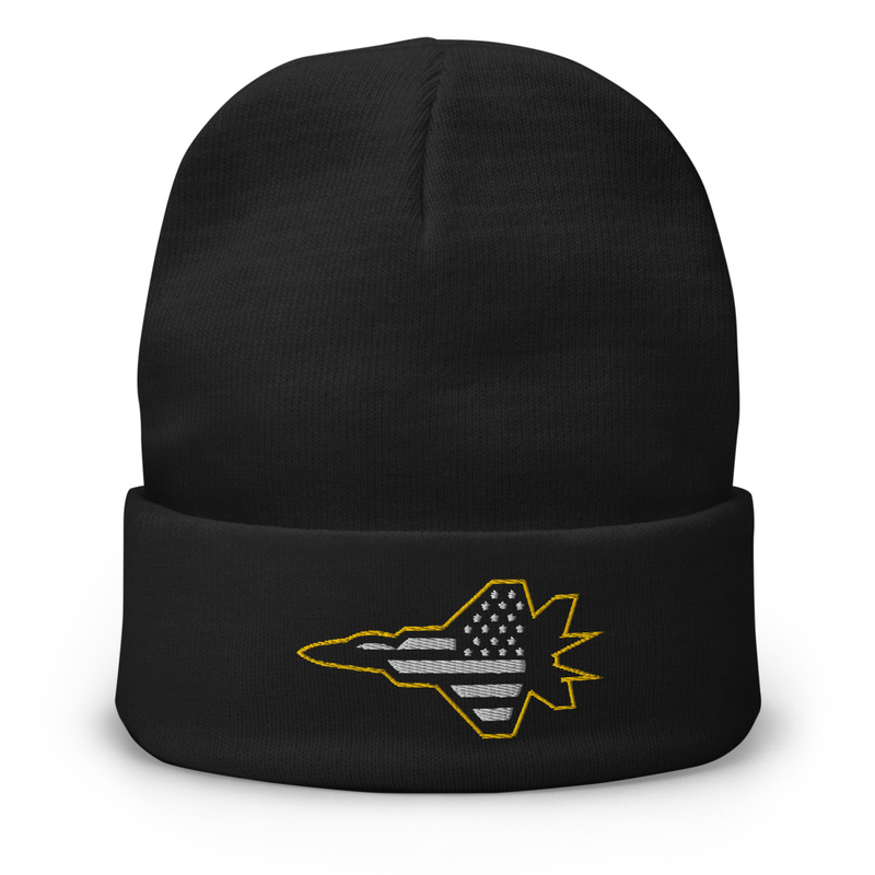 F4 Phantom Fighter Plane American Flag Embroidered Beanie